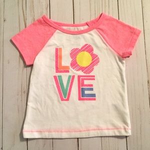 Pink White LOVE Raglan Tee T Shirt Top Baby Girl
